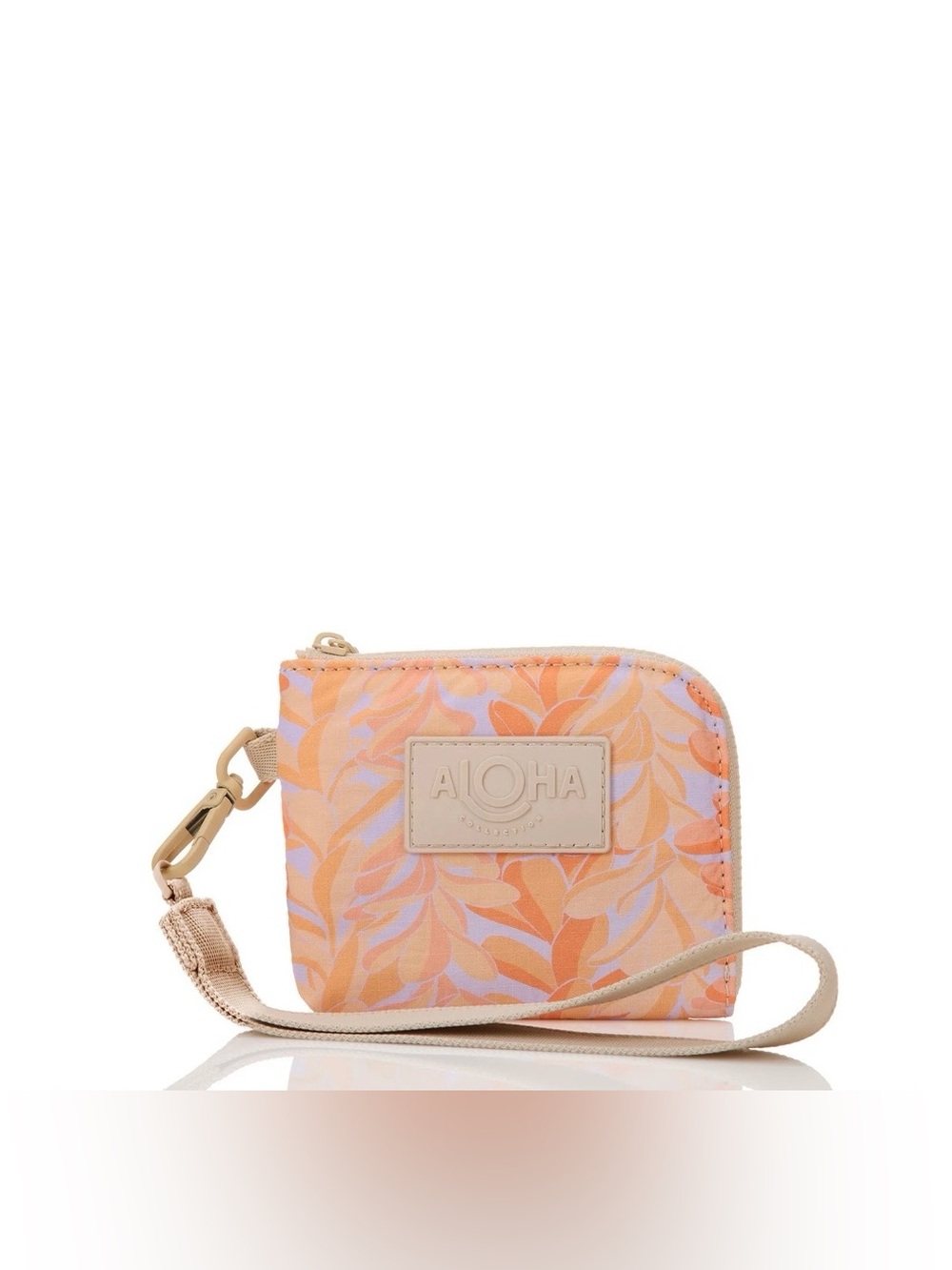 NWT ALOHA Collection Go-To Wristlet Lei Stand Peachy Splash-Proof Zip Wallet